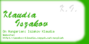 klaudia iszakov business card